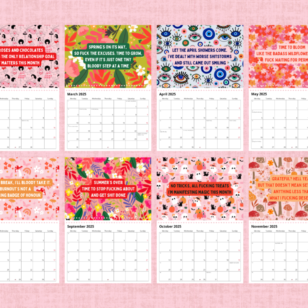 Sweary Motivational 2025 Calendar | Sweary Affirmation Monthly Planner