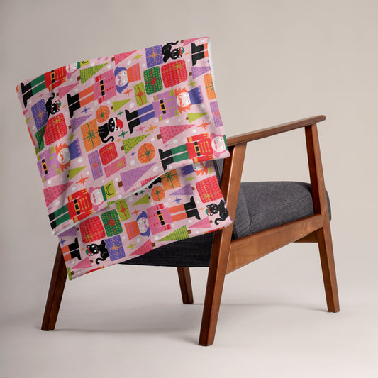 Nutcracker Kitschmas Throw Blanket