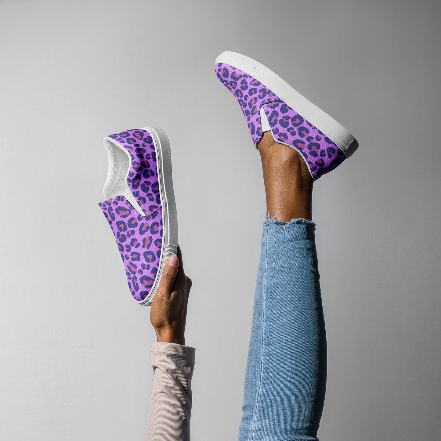 Oracle purple leopard print slip-on canvas shoes