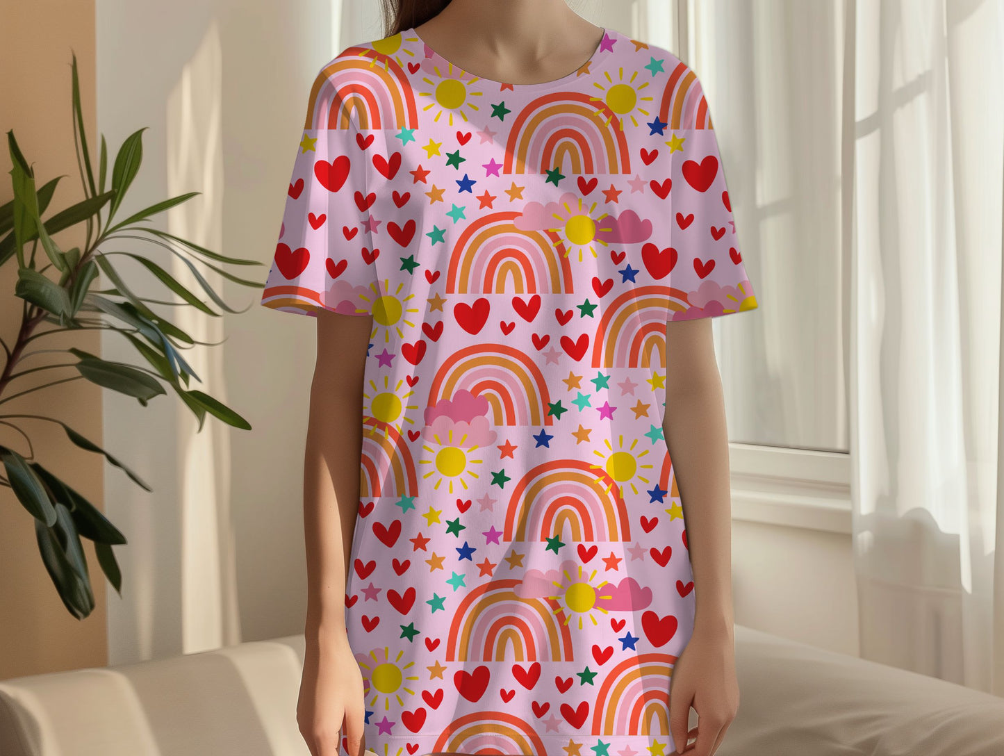 Rainbow Love T-shirt Dress